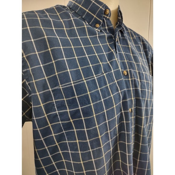 Natural Issue Button Down Shirt Mens M Blue Check Wrinkle Free Short Sleeve Grid - Picture 5 of 9